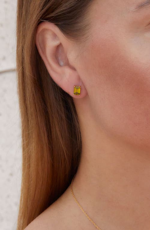 Savvy Cie Jewels Vermeil December Blue Topaz Emerald Cut Cz Birthstone Stud In Box In Green