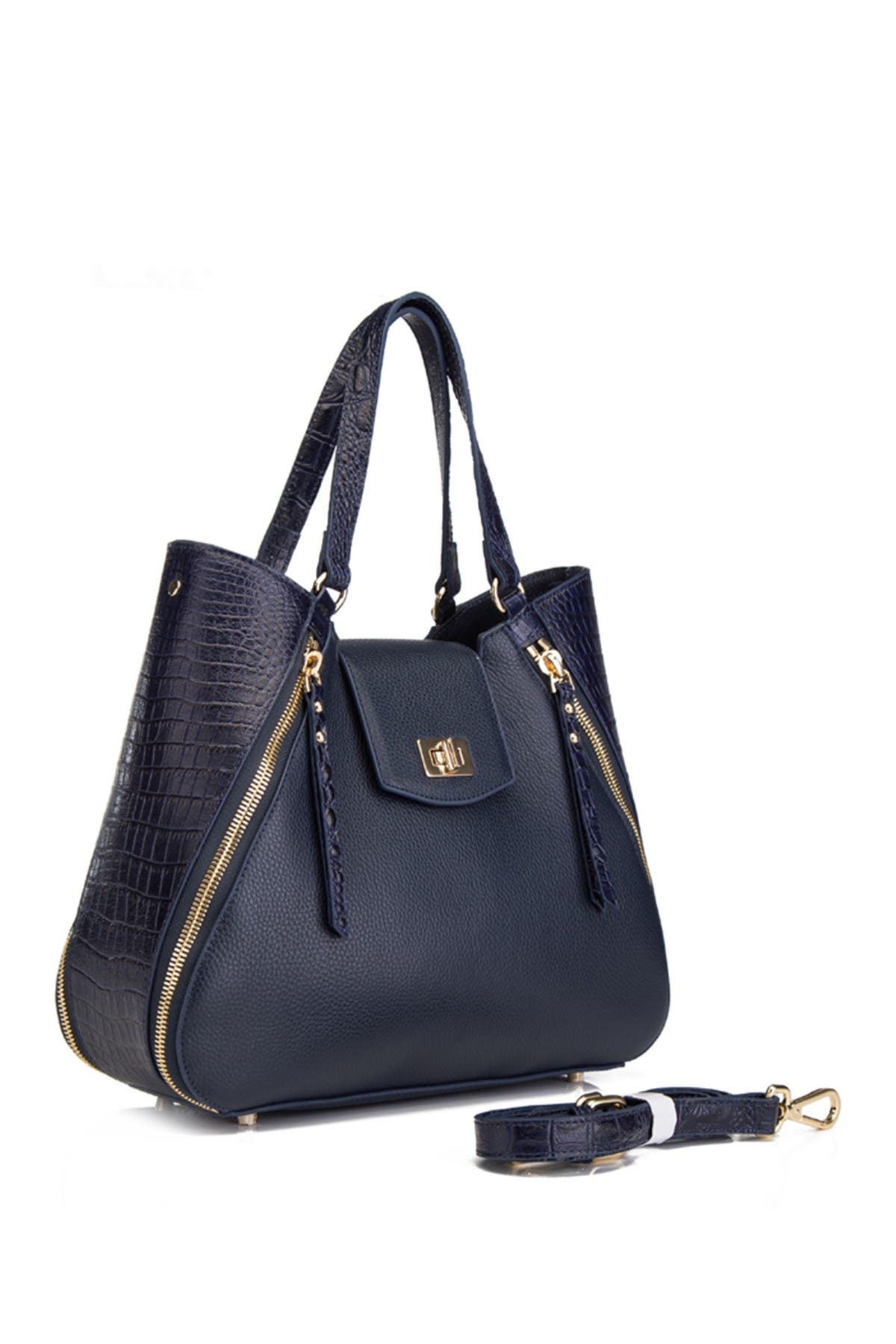 VICENZO LEATHER Steffi Croc Embossed Leather Handbag, Alternate, color, 