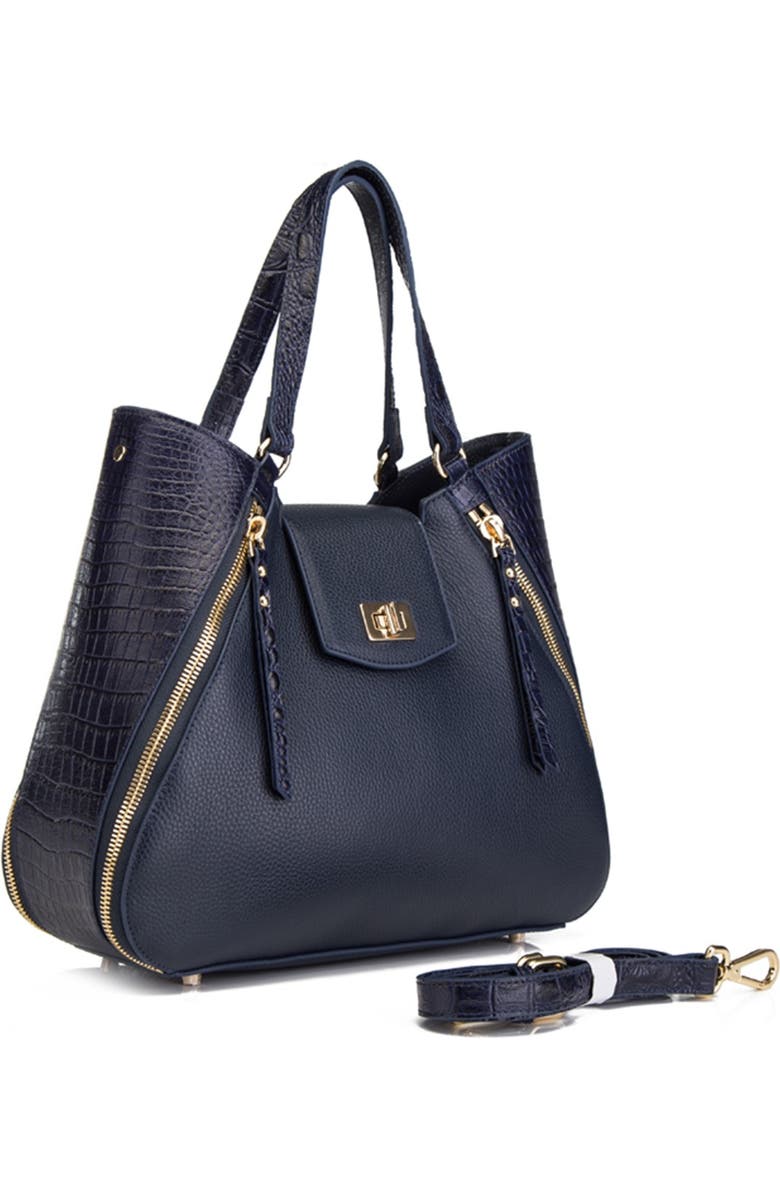 VICENZO LEATHER Steffi Croc Embossed Leather Handbag, Alternate, color,