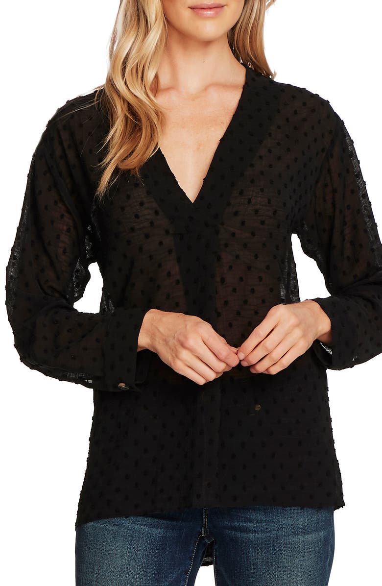 Vince Camuto Clip Dot Long Sleeve Blouse, Main, color, 