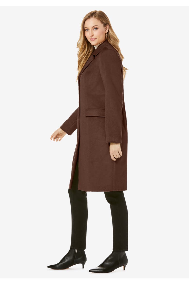Notch Collar Wool Coat, Alternate, color, BLACK