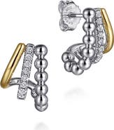 Gabriel & Co. Bujukan Sterling Silver, 14K Gold & White Sapphire J-Hoop Earrings