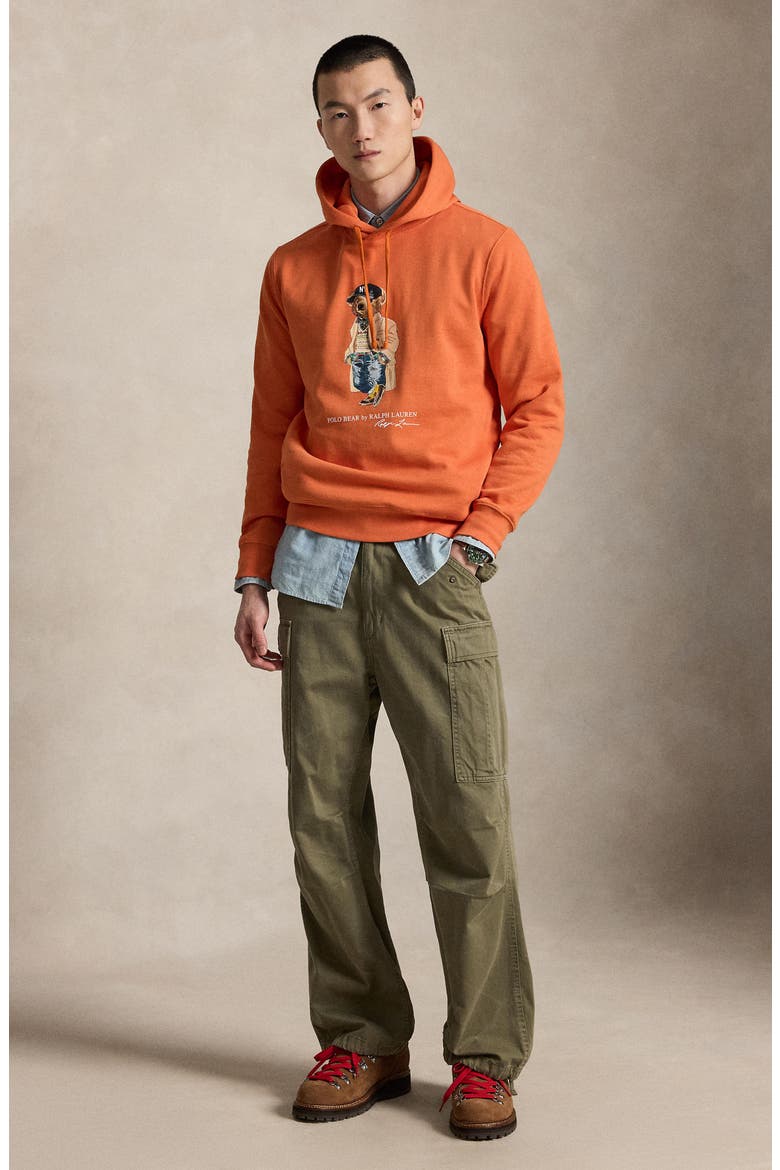 Polo Bear Cotton Blend Fleece Graphic Hoodie, Alternate, color, ORANGE