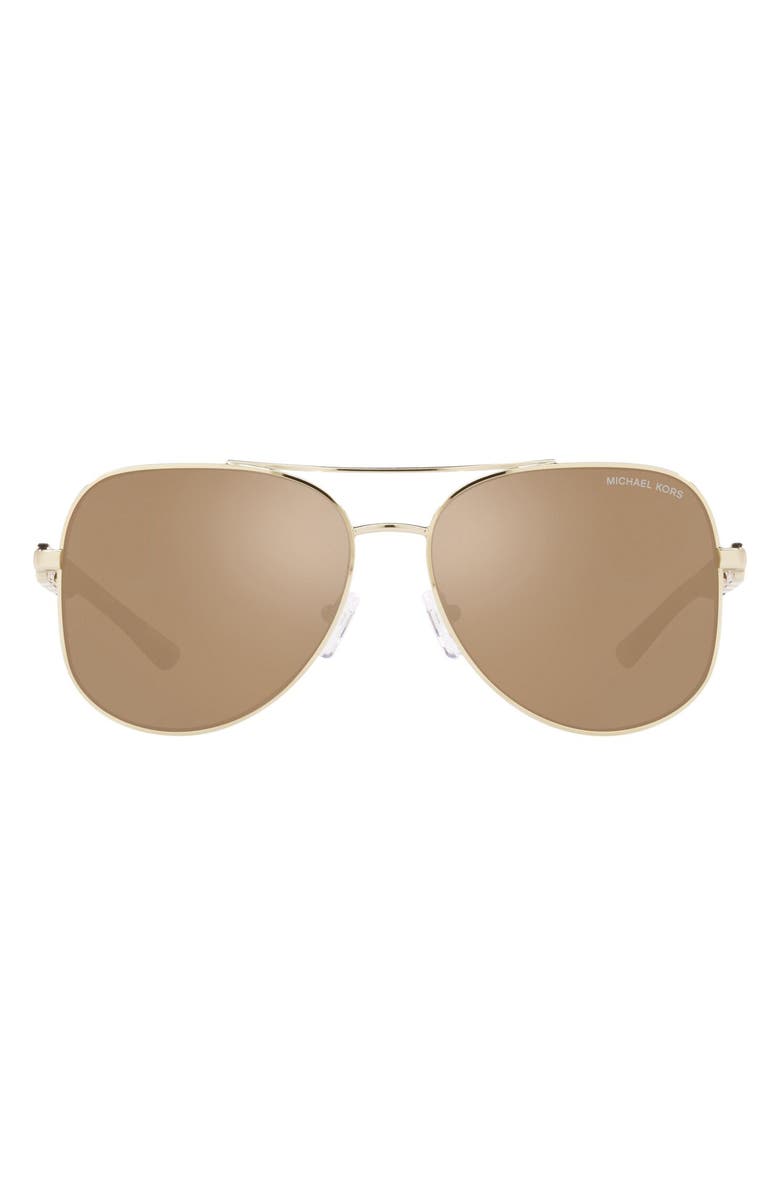 Michael Kors Chianti 58mm Aviator Sunglasses, Main, color, Light Gold