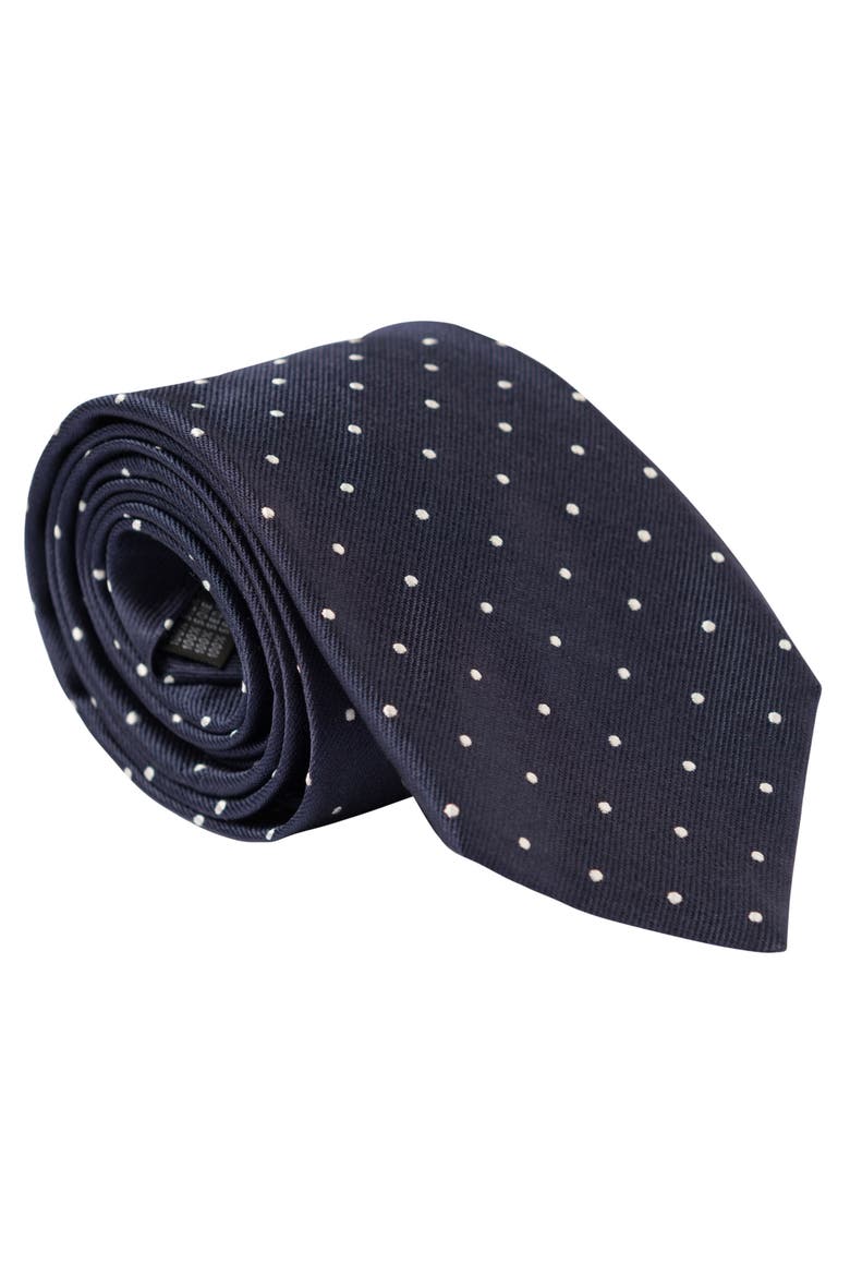 Pisa - Silk Jacquard Tie for Men, Main, color, Navy
