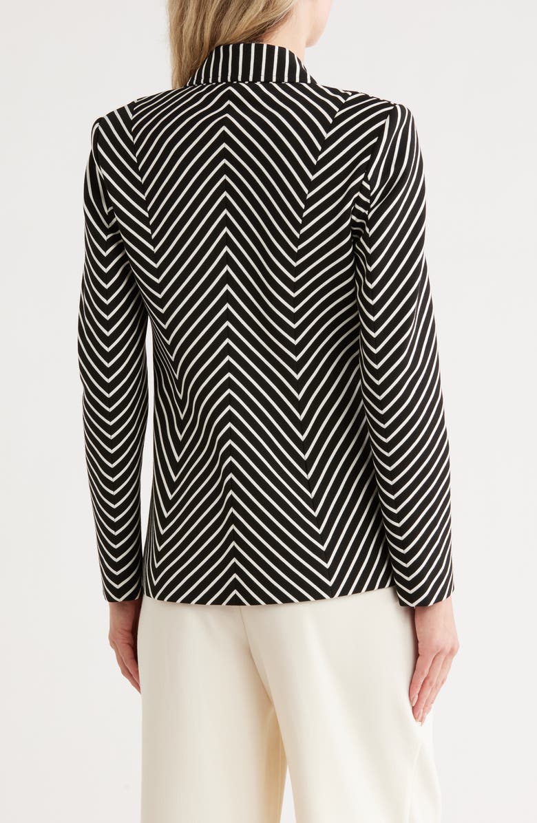 Elie Tahari Stripe Peak Lapel Cotton & Linen Blend Blazer, Alternate, color, Noir And White Stripe