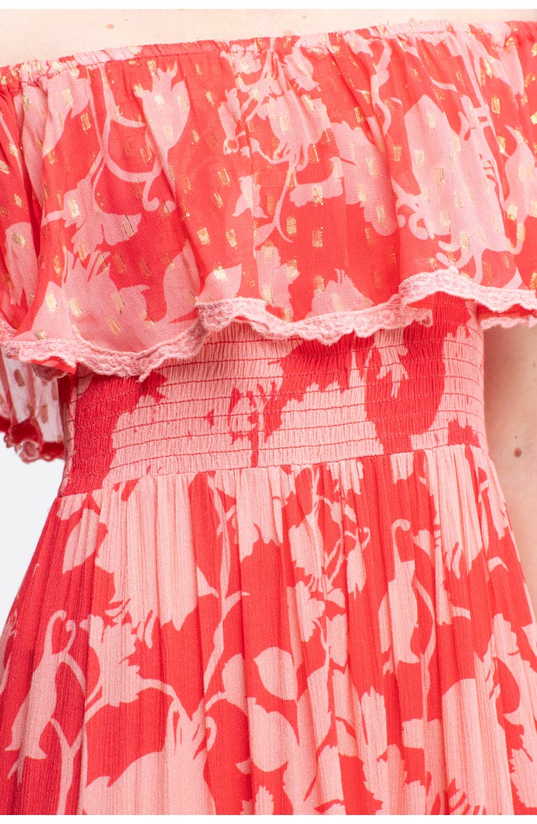 Sunday St. Tropez Georgia Cover-Up Maxi Flower Dress, Alternate, color, Red