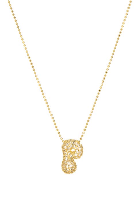 Pavé Bubble Initial Pendant Necklace