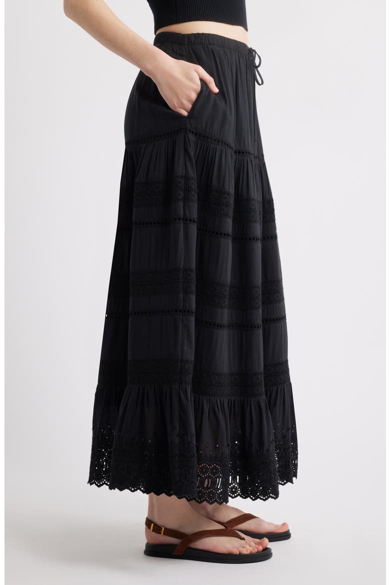 Lace Inset Maxi Skirt, Alternate, color, BLACK