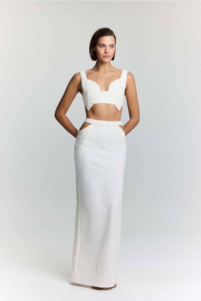 Elena Denim Crop Top, Main, color, White