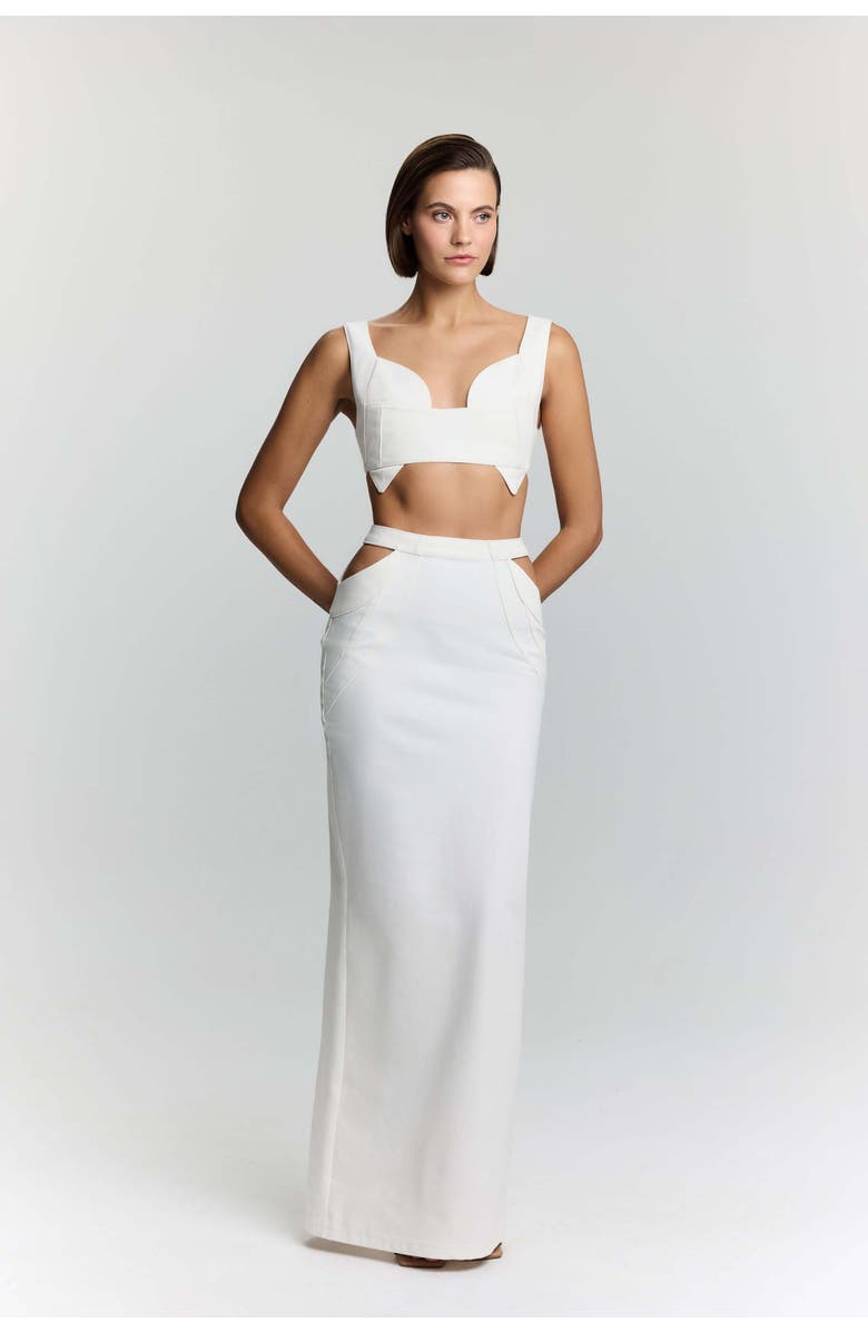 Jendue US Elena Denim Crop Top, Main, color, White