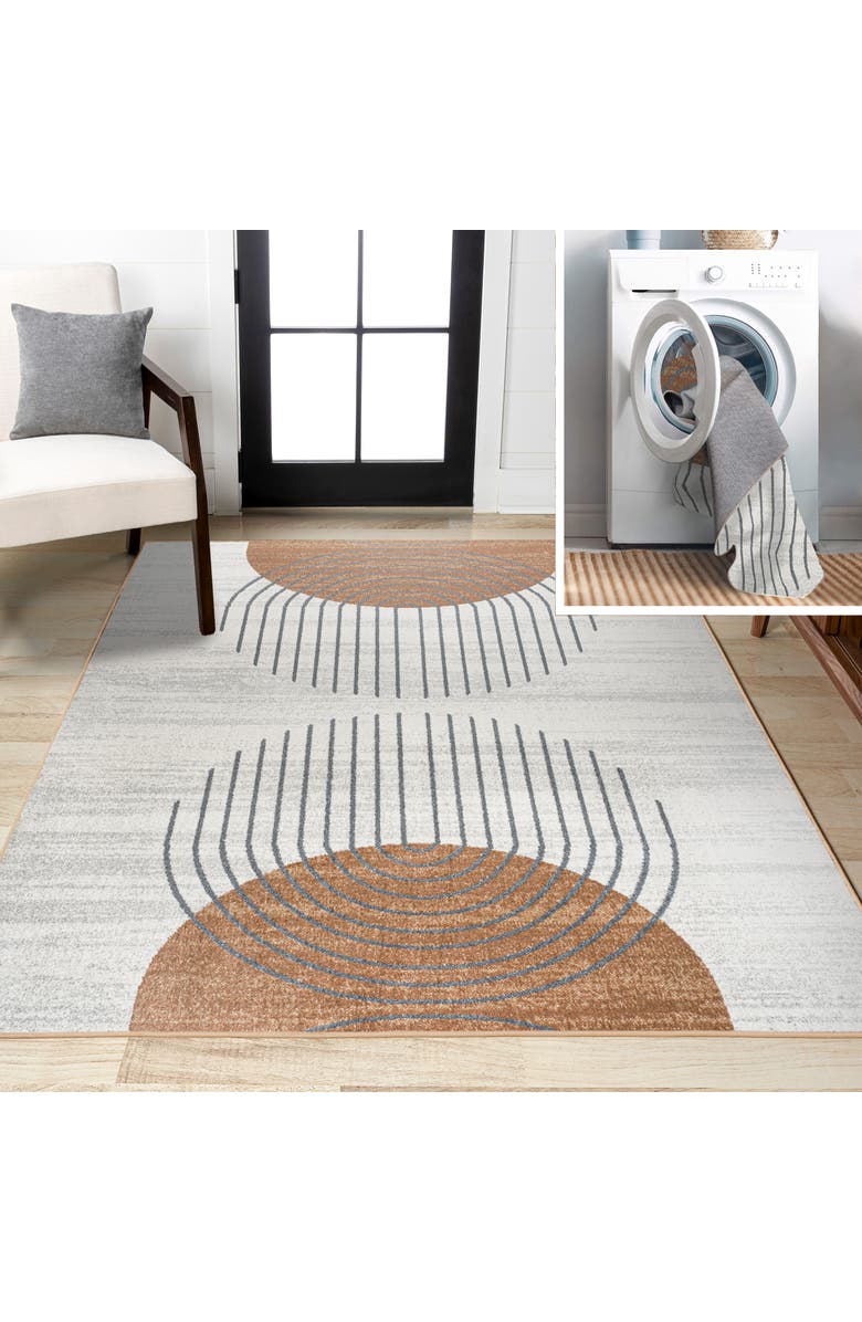 JONATHAN Y Kallax Geometric Modern Low-Pile Machine-Washable Area Rug, Main, color, Cream/Terra