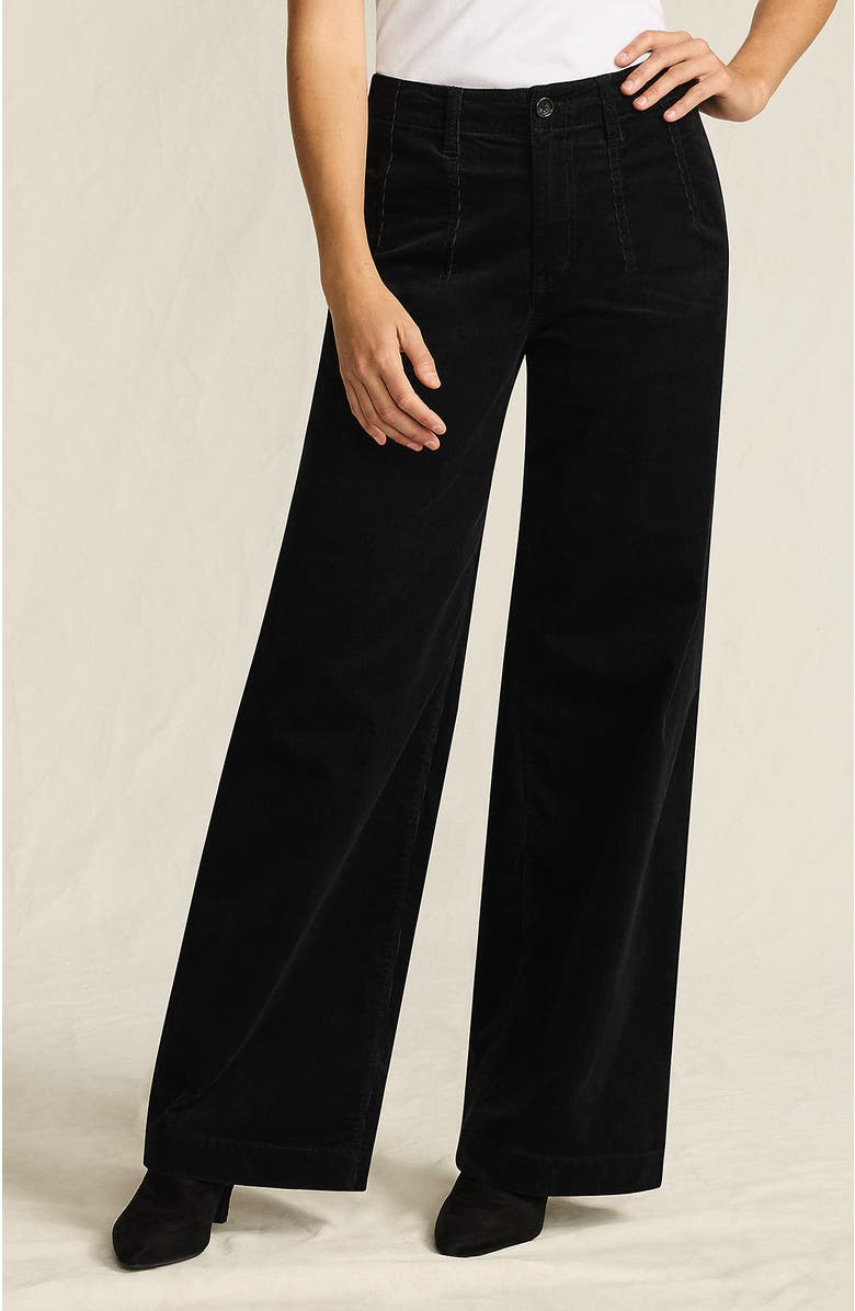 Lands' End Corduroy High Rise Wide Leg Top Stitch Trousers, Main, color, 