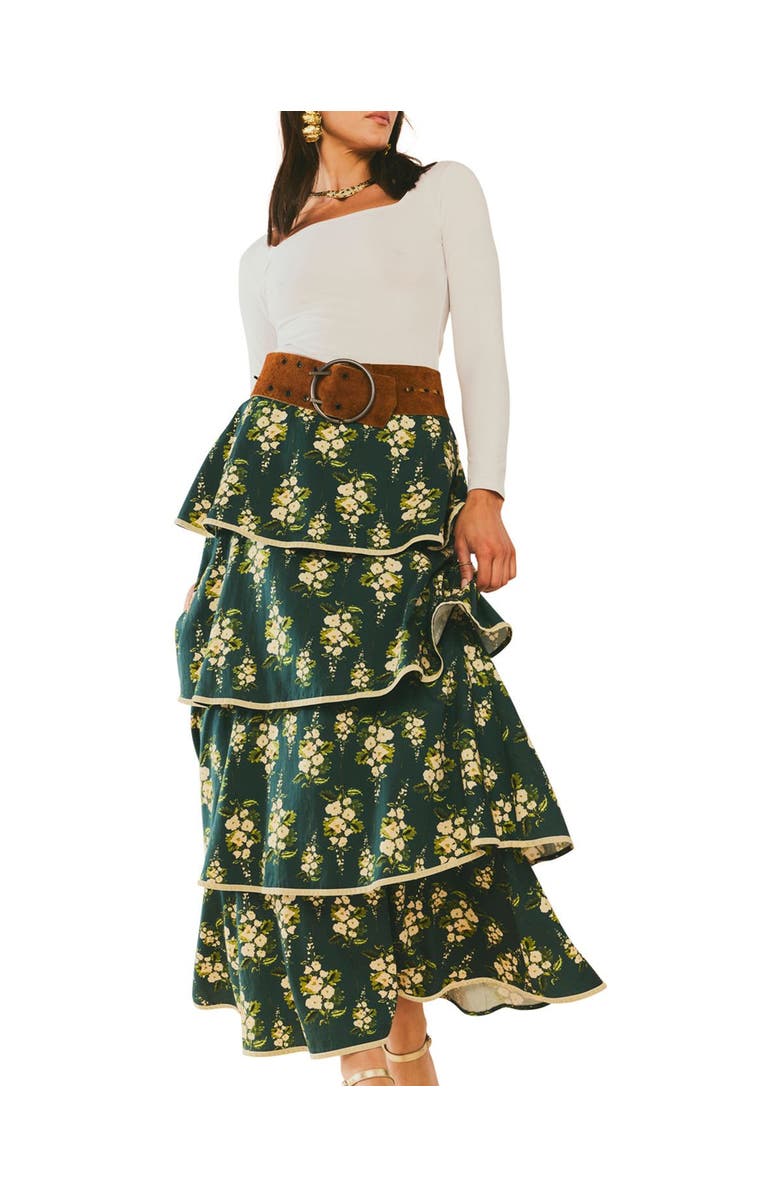 Eddy Kenz Skirt x McKenzie Collaboration, Alternate, color, Deep Green Cream Floral