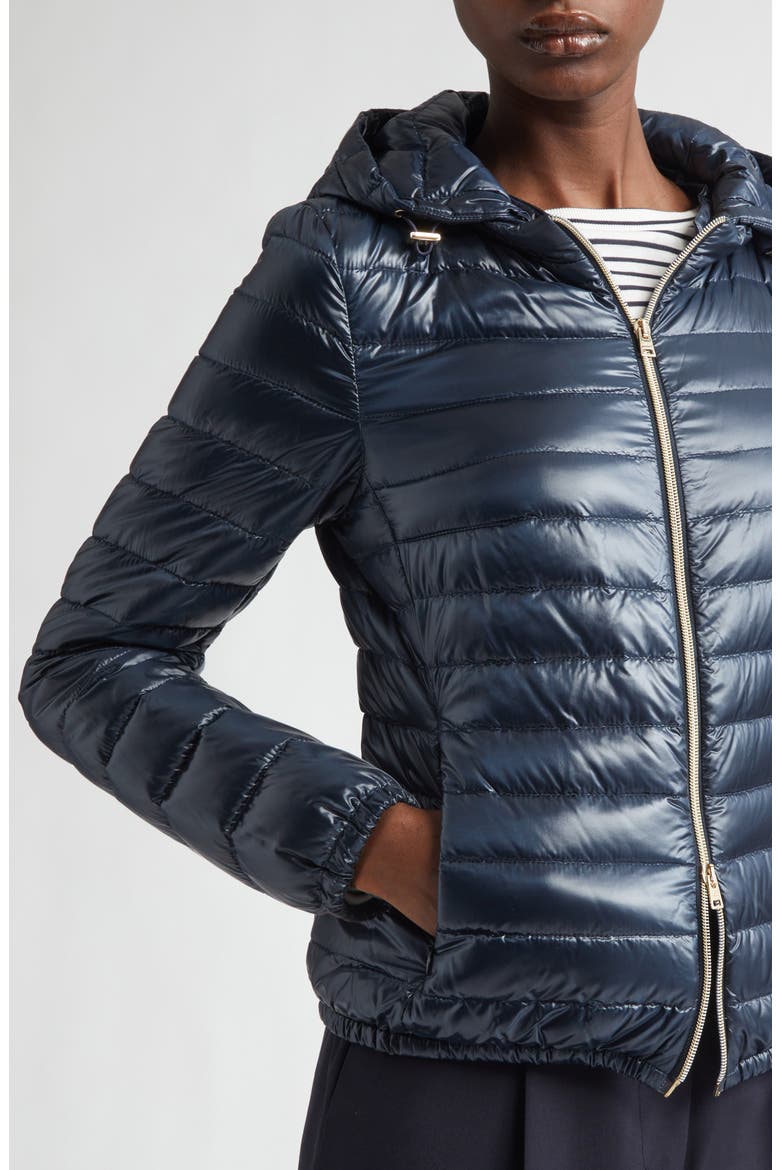 Angela Hooded Ultralight Nylon Down Bomber Jacket, Alternate, color, 9200 NAVY