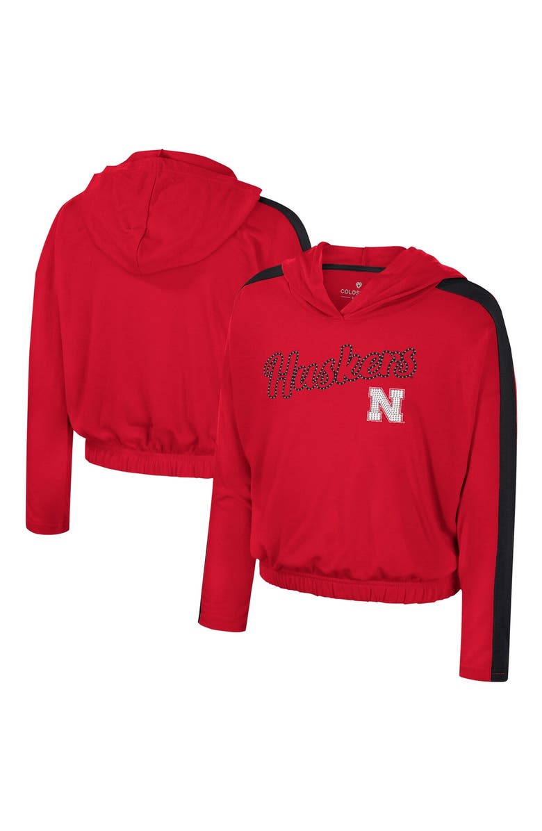 COLOSSEUM Girls Youth Colosseum Scarlet Nebraska Huskers Illumination Long Sleeve Hoodie T-Shirt, Alternate, color, 