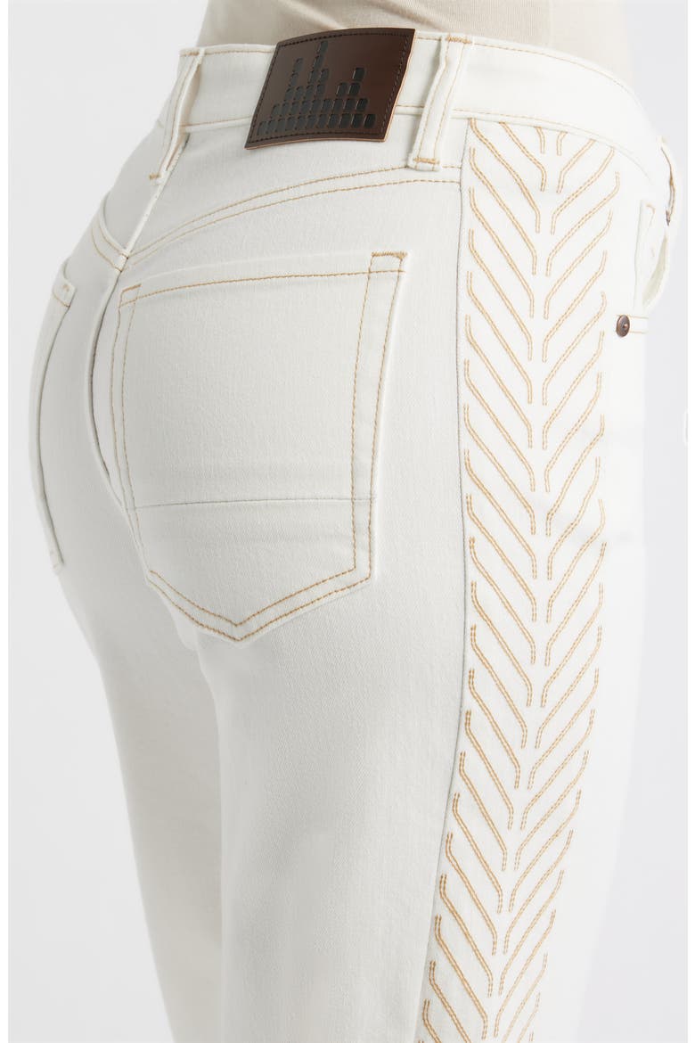 Embroidered Straight Leg Crop Jeans, Alternate, color, IVORY