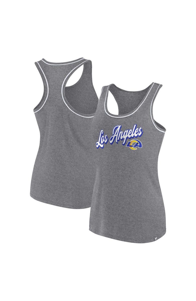 FANATICS Women's Fanatics Branded Gray Los Angeles Rams Wordmark Logo Racerback Scoop Neck Tank Top, Main, color, 
