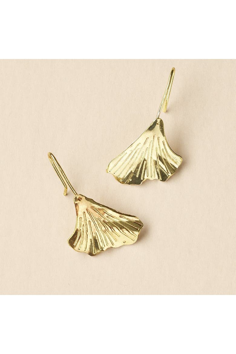 Sayuri Ginkgo Leaf Drop Earring, Alternate, color, Bronze