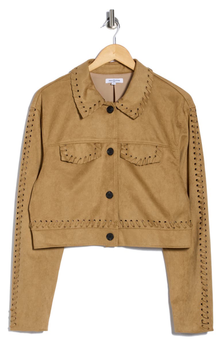 AREA STARS Wren Faux Suede Whipstitched Crop Jacket, Alternate, color, Tan