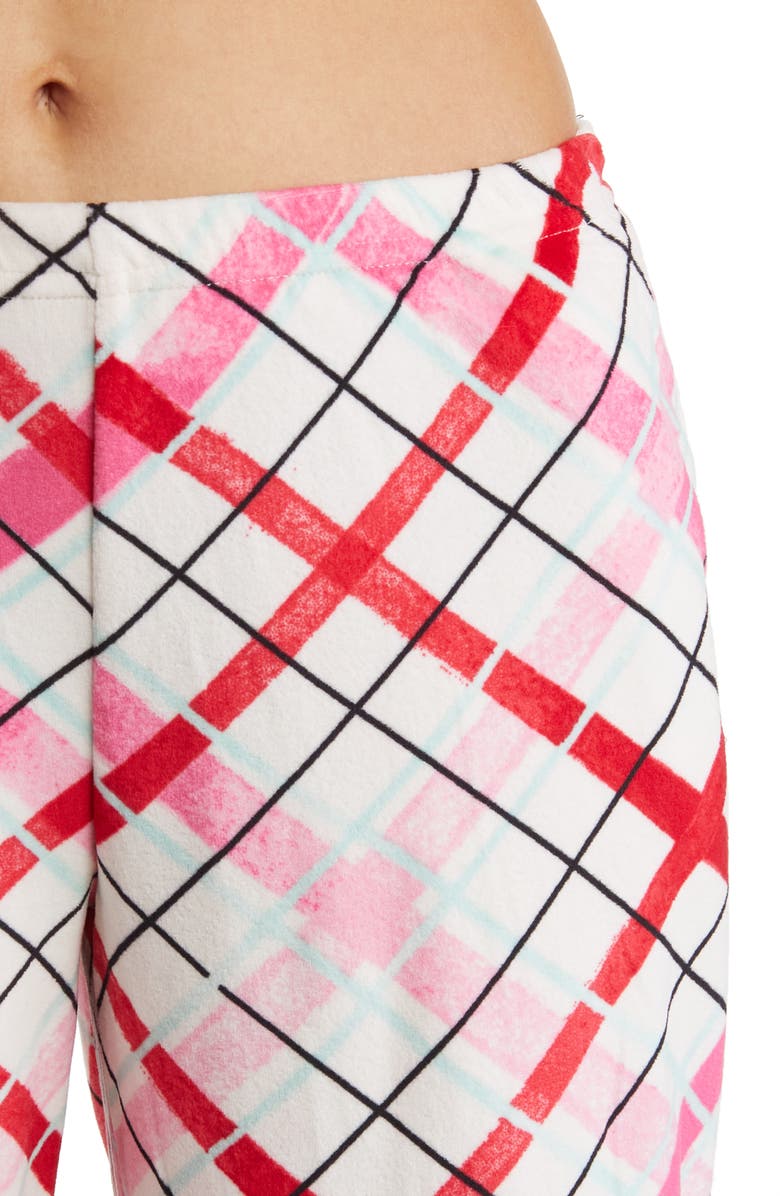 Hue Hazy Plaid Fleece Top, Joggers & Socks Pajama Set, Alternate, color, 