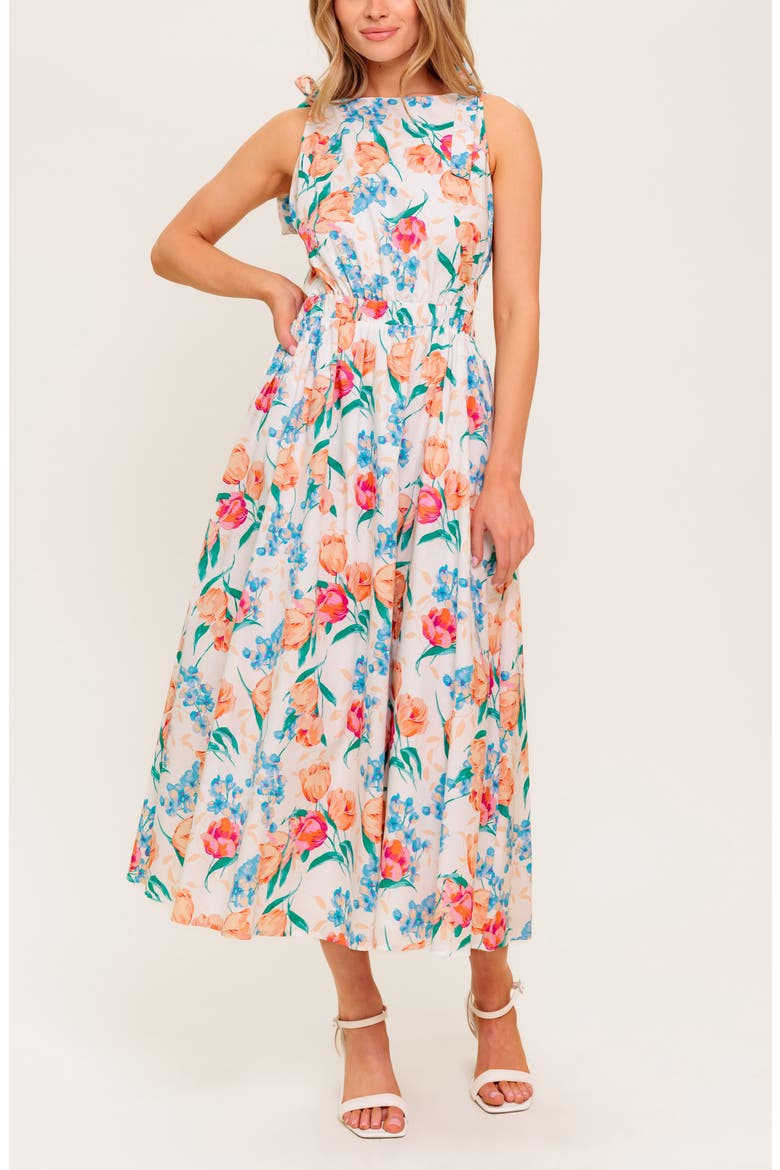 Tie Strap Fit & Flare Midi Dress, Alternate, color, IVORY