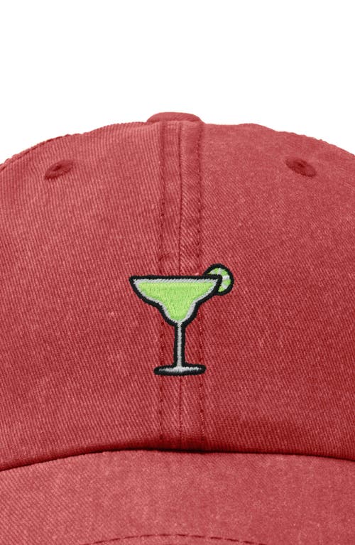 Dalix Margarita Embroidered Dad Hat In Washed Red