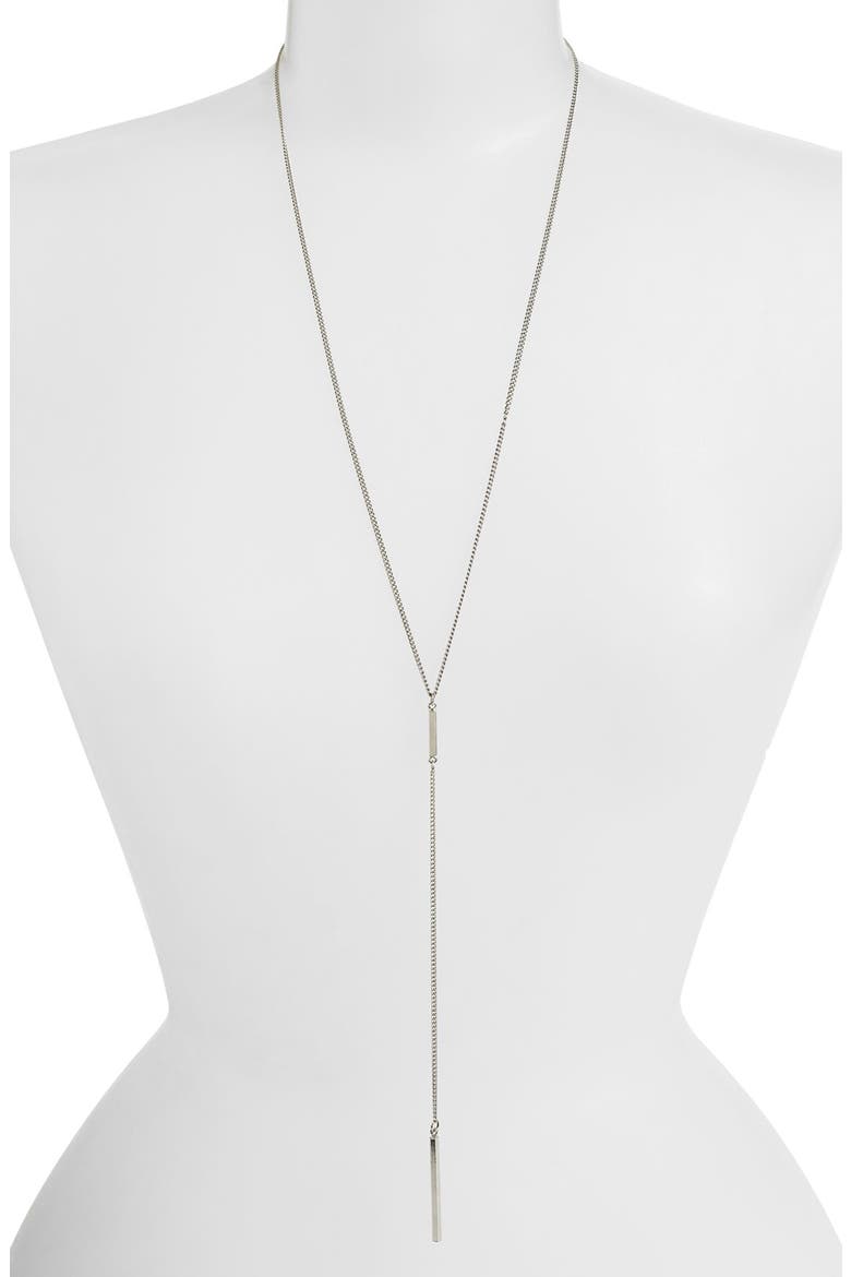 Bar Lariat Necklace, Main, color, SILVER