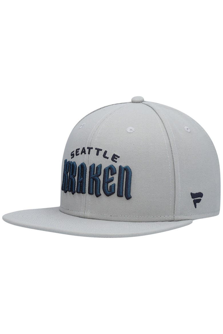 Men's Fanatics Branded Gray Seattle Kraken Wordmark Logo Snapback Hat, Main, color, Gray