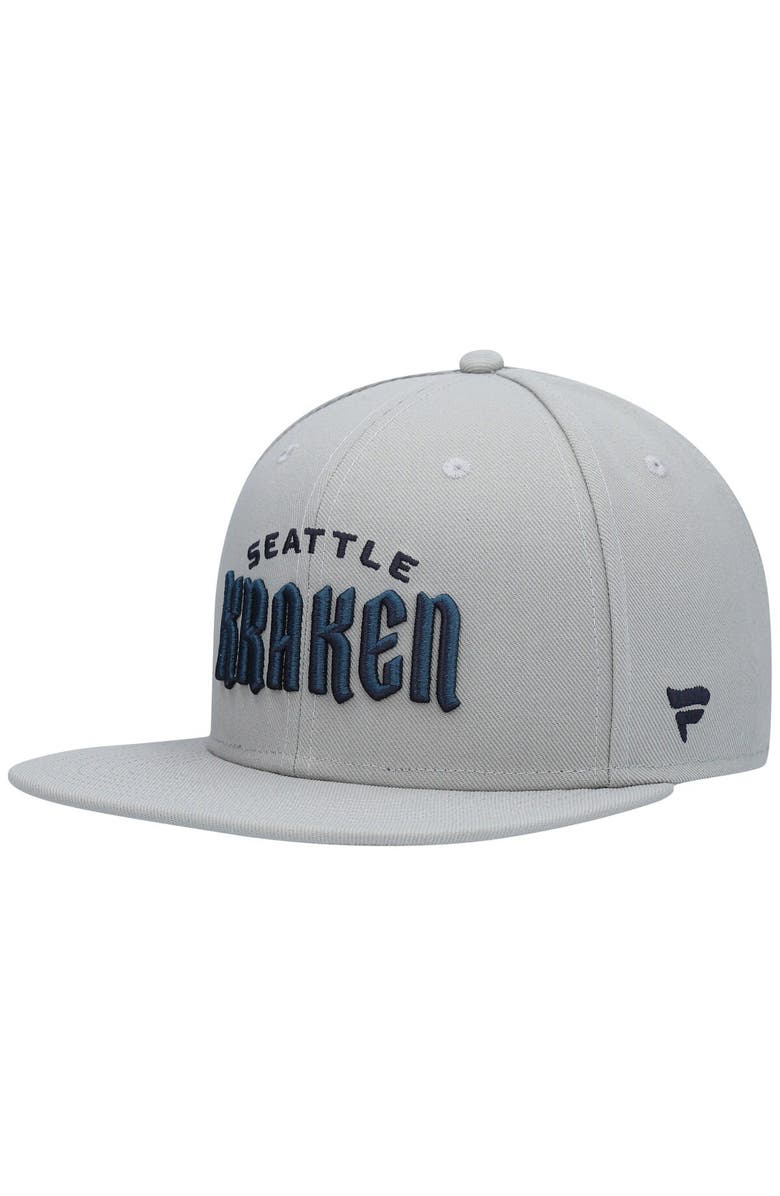 FANATICS Men's Fanatics Branded Gray Seattle Kraken Wordmark Logo Snapback Hat, Main, color, Gray
