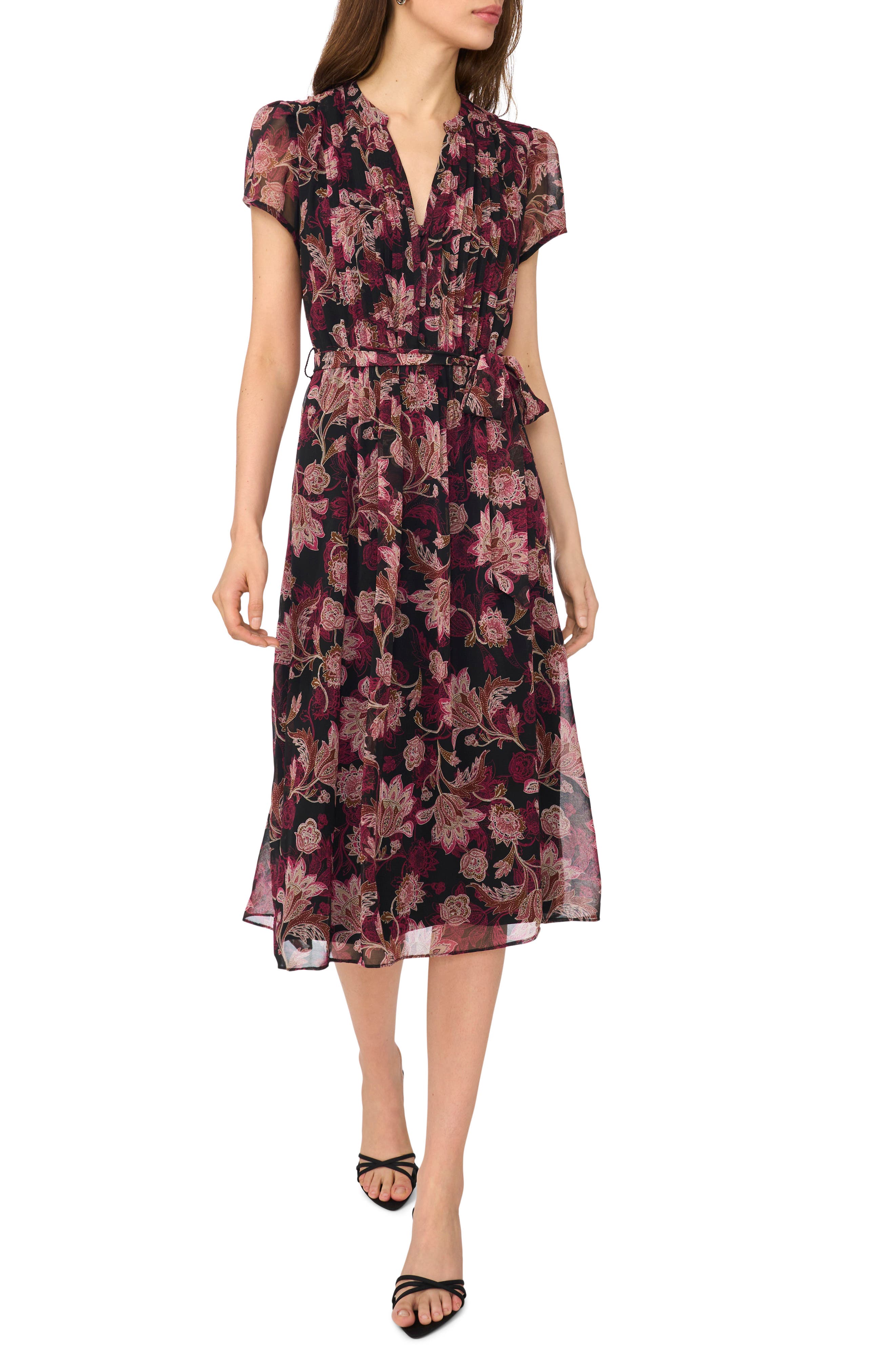 Pintuck Midi Dress