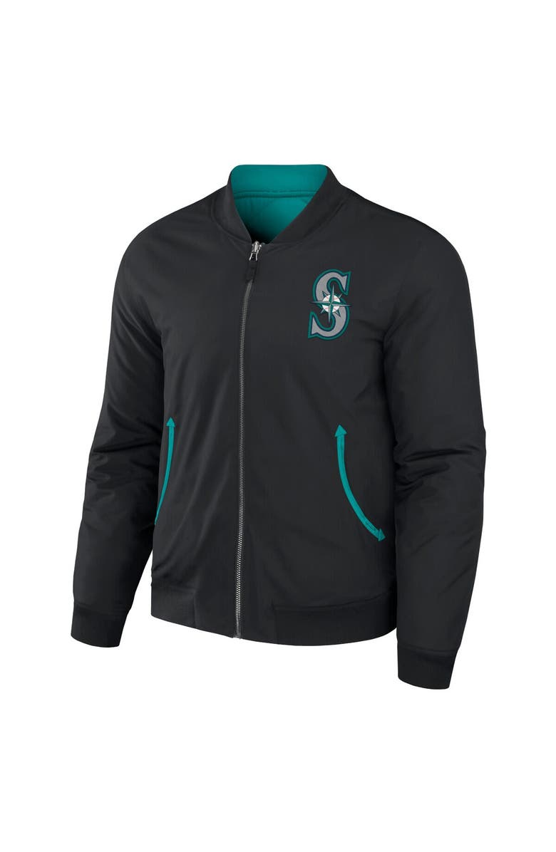 Darius Rucker Collection by Fanatics Men's Darius Rucker Collection by Fanatics Black/Aqua Seattle Mariners Reversible Full-Zip Bomber Jacket, Alternate, color, Black