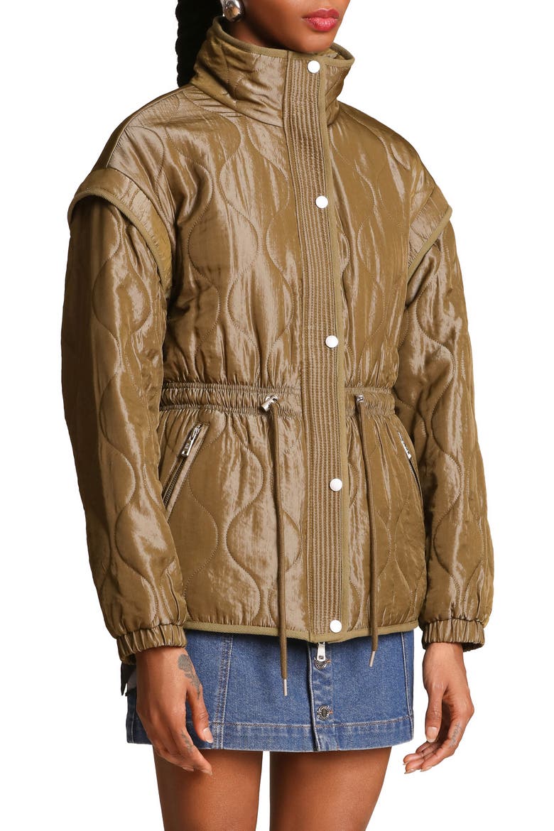 Drawstring Waist Quilted Jacket, Alternate, color, SEAGRASS
