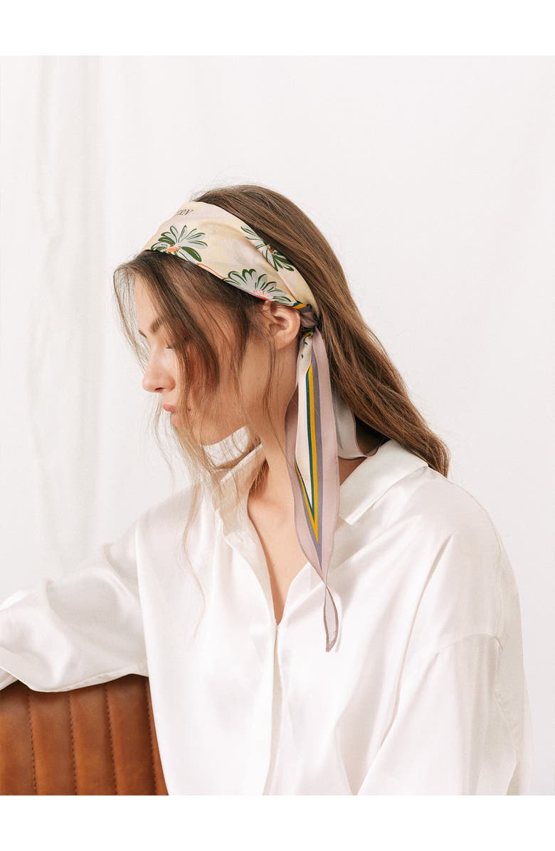 Lost Pattern NYC "Daisy" Silk Diamond Neckerchief, Alternate, color, Beige