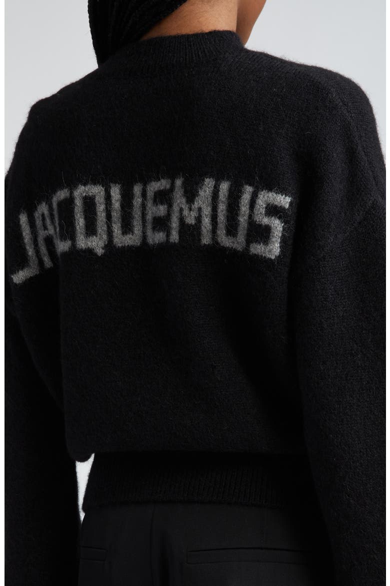 La Maille Logo Jacquard Alpaca & Merino Wool Blend Sweater, Alternate, color, BLACK