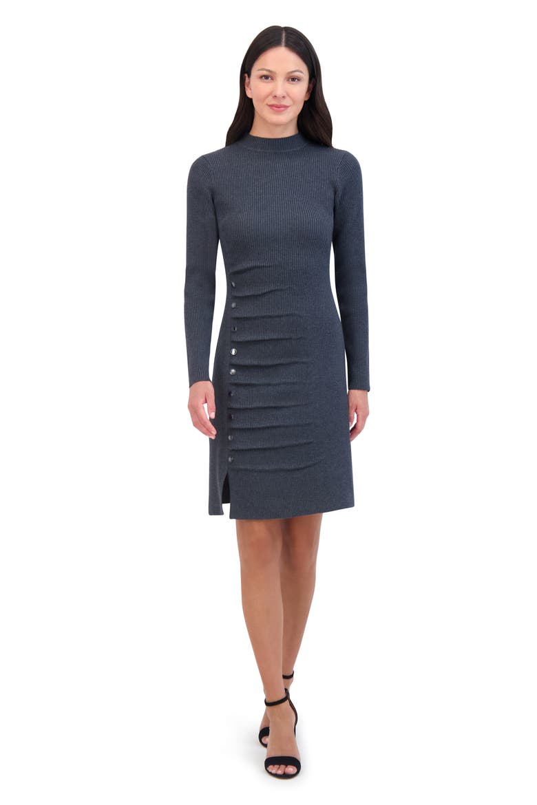 Stud Accent Long Sleeve Dress, Alternate, color, GREY