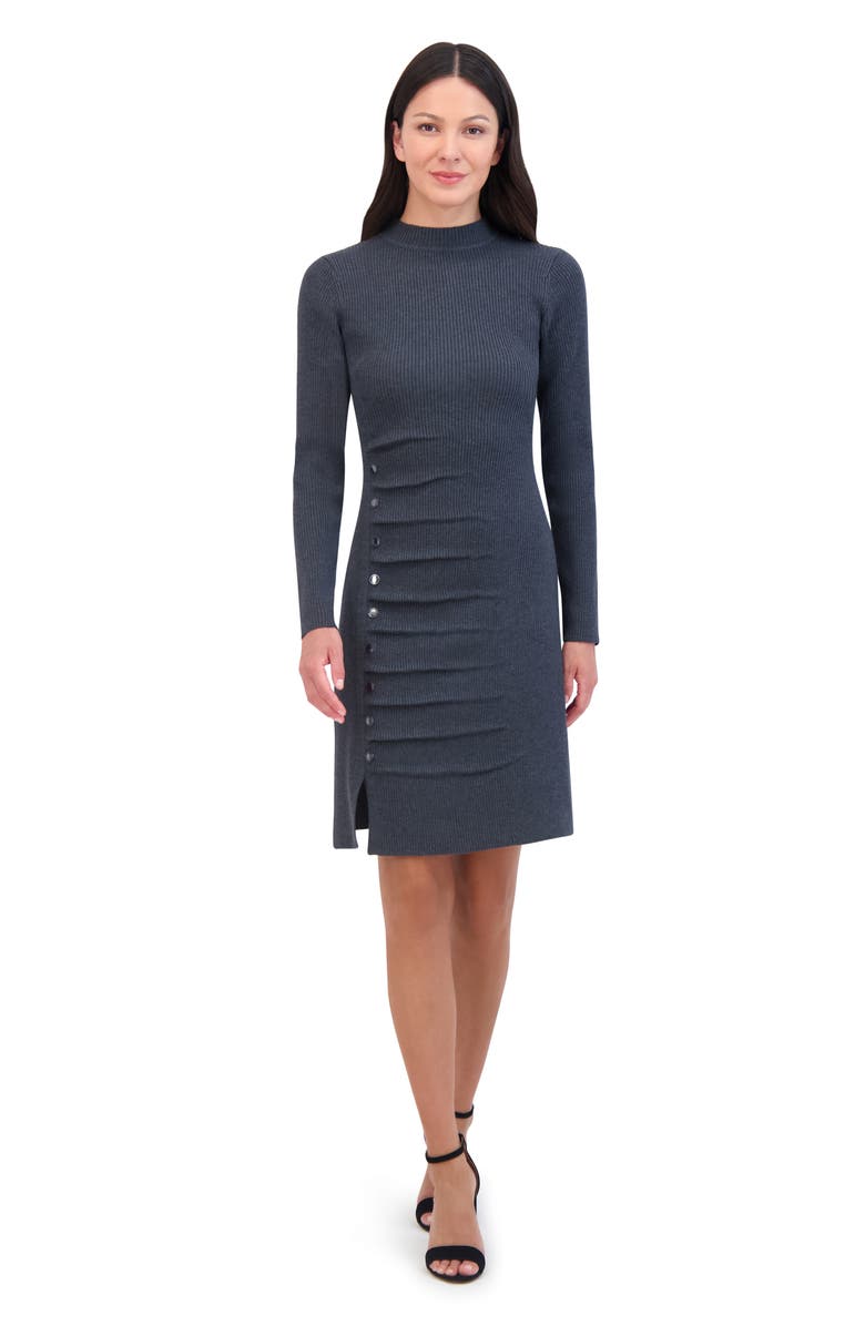 Vince Camuto Stud Accent Long Sleeve Dress, Alternate, color, Grey