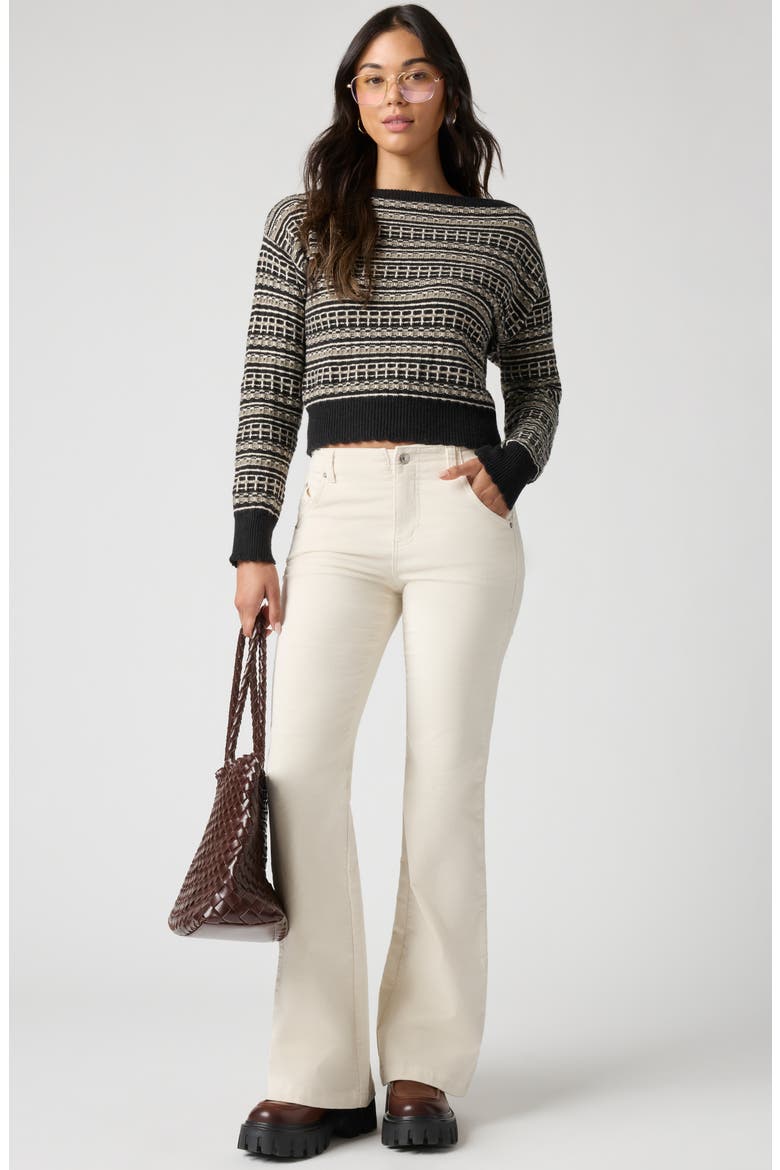 Off the Shoulder Textured Sweater, Alternate, color, BLACK MULTI