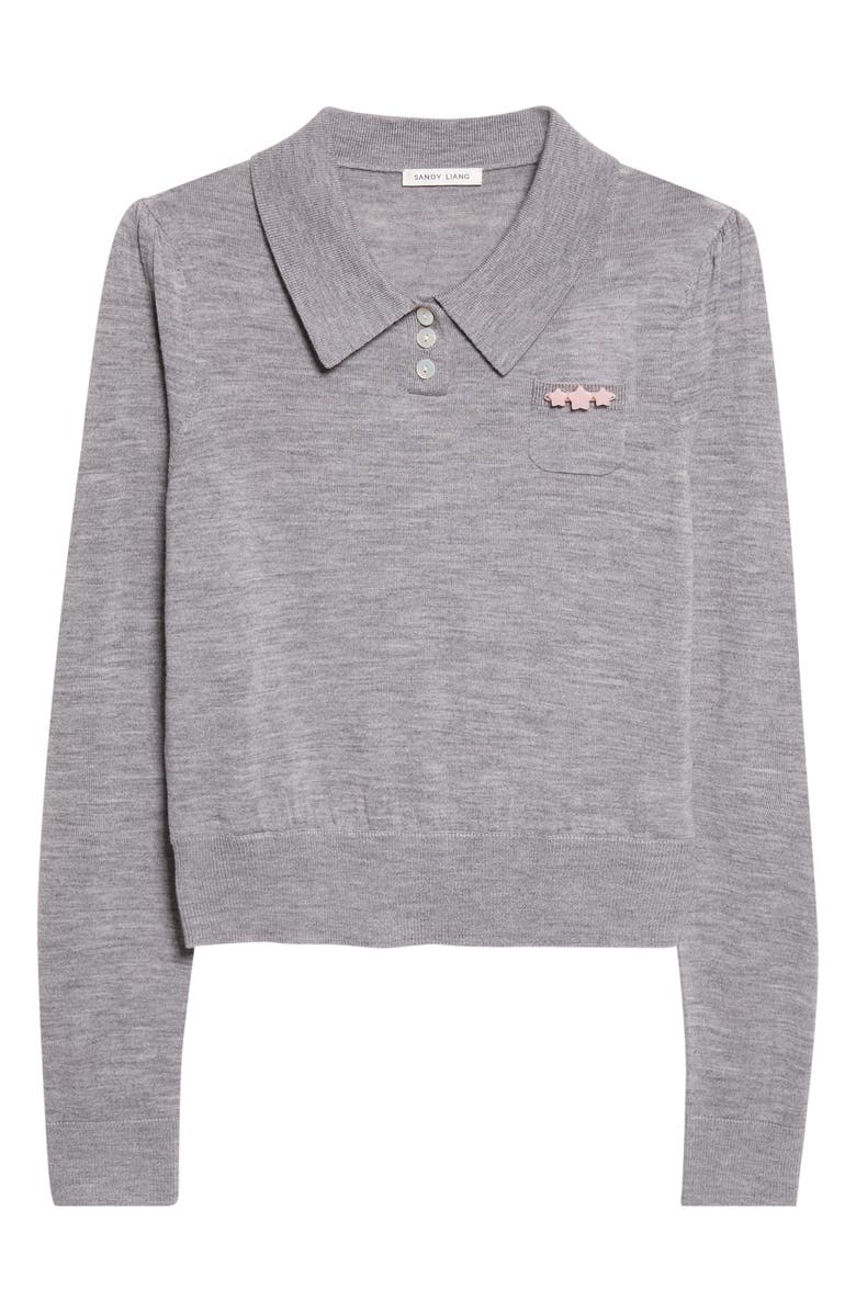 Sandy Liang Akira Merino Wool Sweater, Alternate, color, Heather Grey