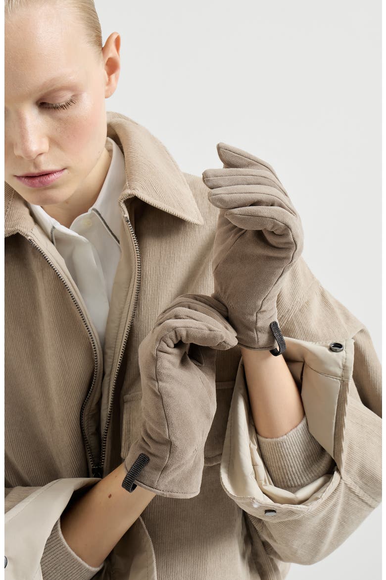 Suede gloves, Alternate, color, Beige