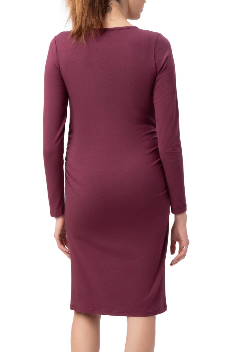 Sunburst Long Sleeve Body-Con Maternity Dress, Alternate, color, WINE