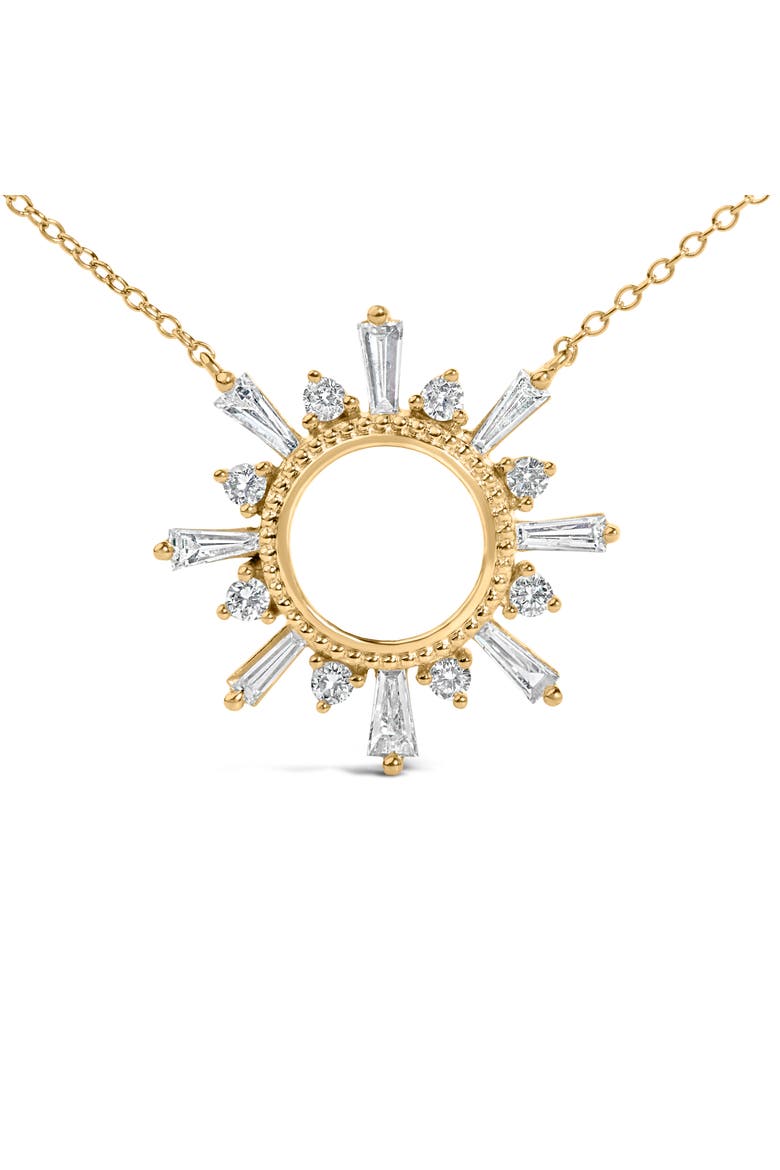 14K Yellow Gold Plated Sterling Silver 5/8 Cttw Diamond Open Starburst Pendant Necklace, Alternate, color, Yellow Gold over Silver
