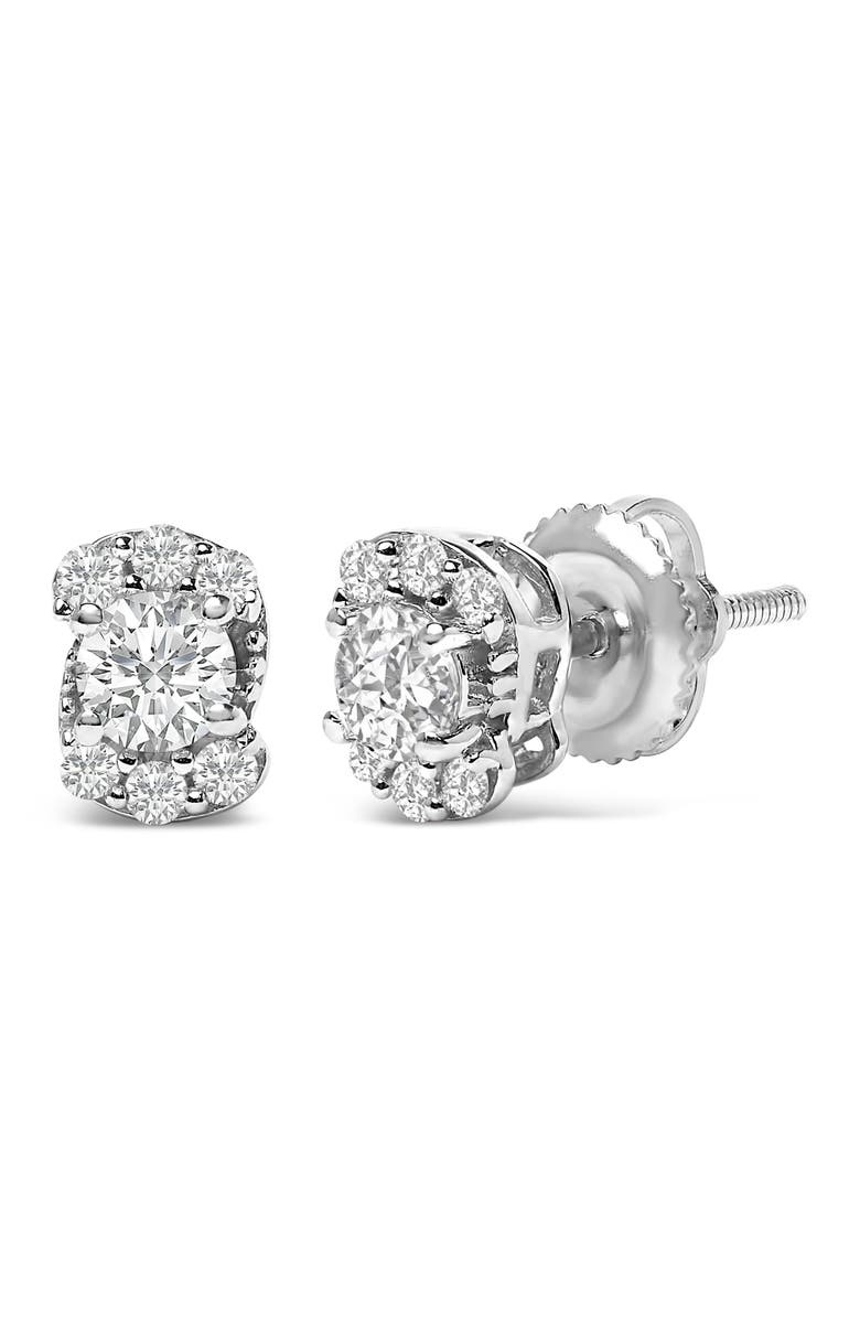 Haus of Brilliance Sterling Silver 1/3 Cttw Lab Grown Diamond Halo Swirl Stud Earrings, Alternate, color, Silver