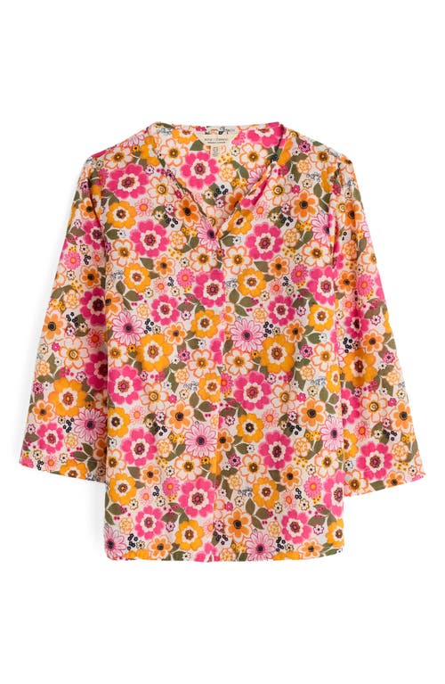 Seasalt Cornwall Watercolour Sketch Floral Print Woven Shirt In Pink