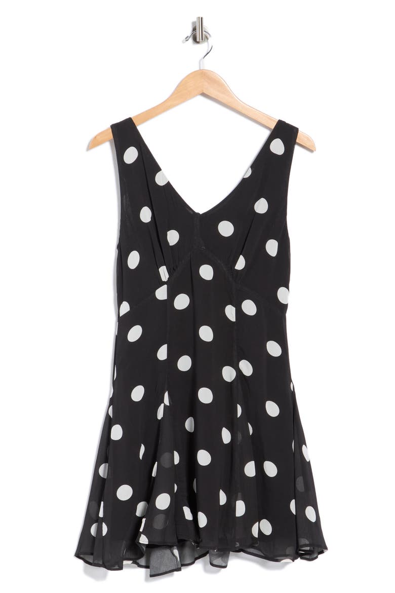 Double V-Neck Sleeveless Dress, Alternate, color, BLACK WHITE POLKA DOT