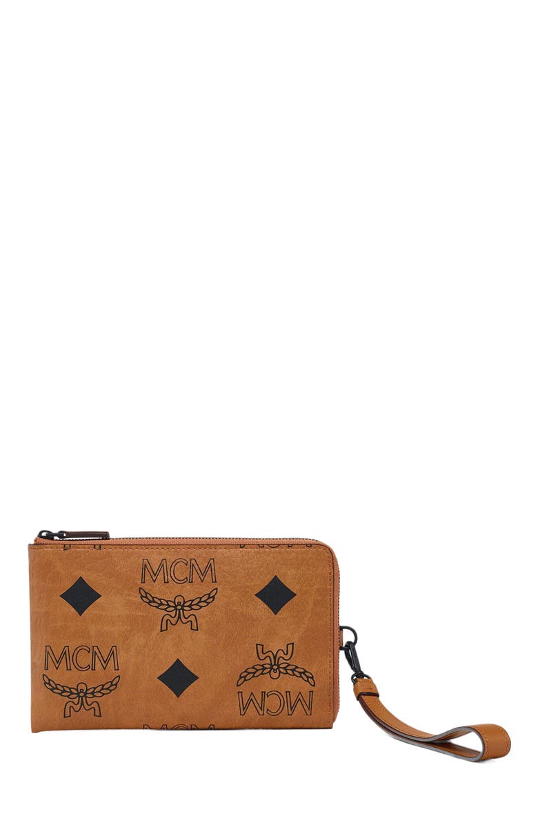 MCM Ottomar Passport Holder in Maxi Visetos, Main, color, Cognac