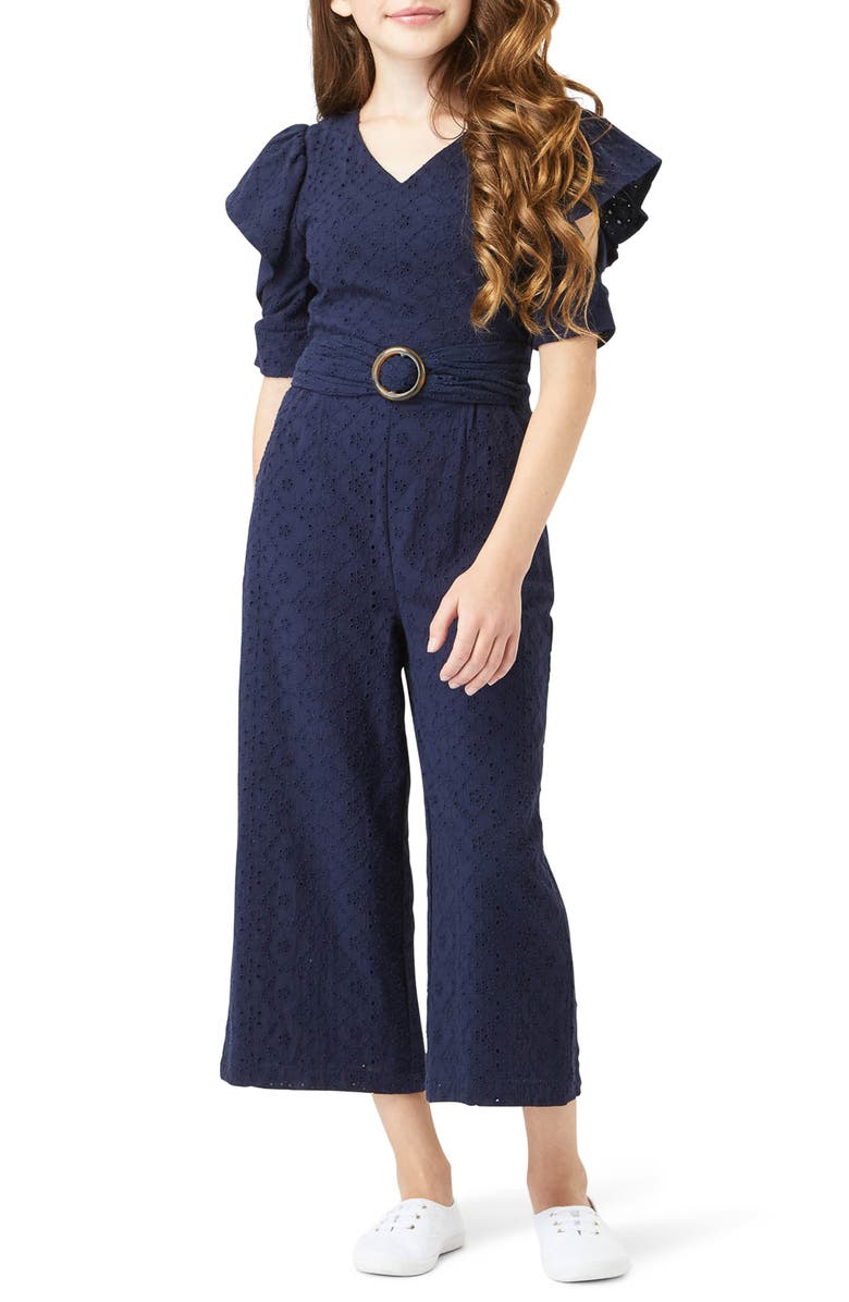 Habitual Girl Habitual Eyelet Jumpsuit, Alternate, color, 