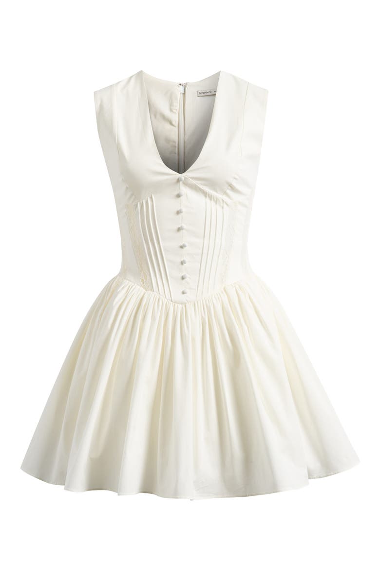 Carmel Stretch Cotton Fit & Flare Minidress, Alternate, color, WHITE