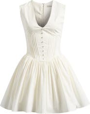 HOUSE OF CB Carmel Stretch Cotton Fit & Flare Minidress