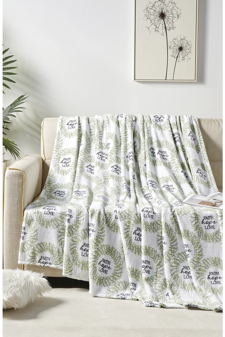Faith, Hope & Love Reversible Faux Shearling Throw Blanket, Alternate, color, WHITE MULTI